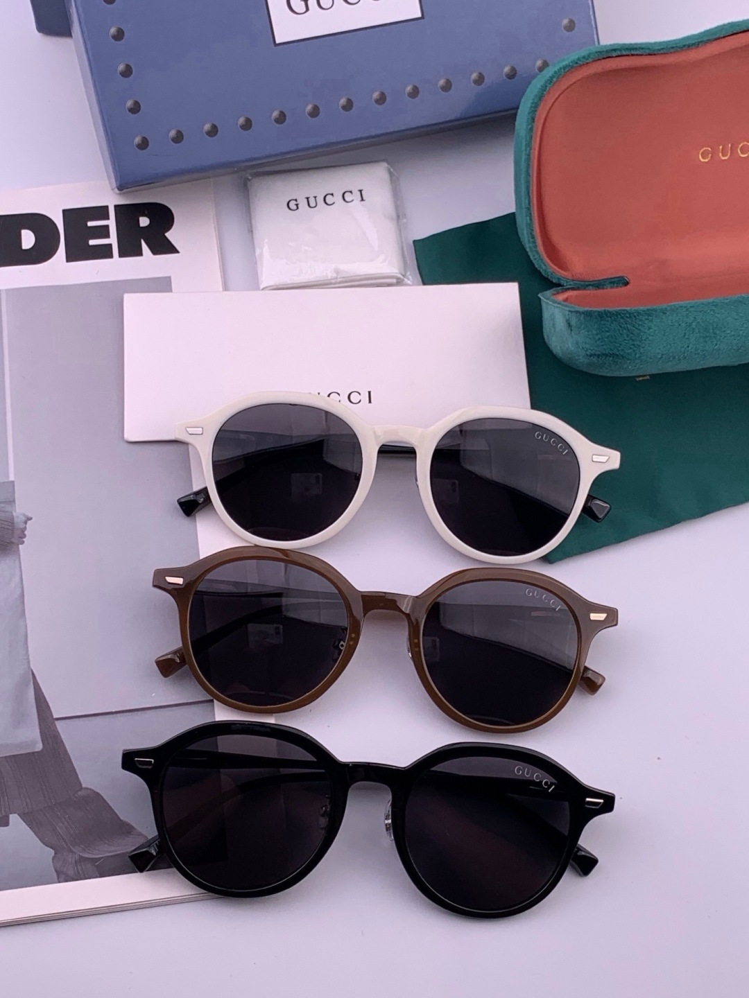 🔺 【GUCCI-偏光太阳镜】开春新款 潮流爆款 时尚小框偏光太阳镜 高品质 佩戴舒适 网红潮款墨镜 女士高清偏光太阳镜