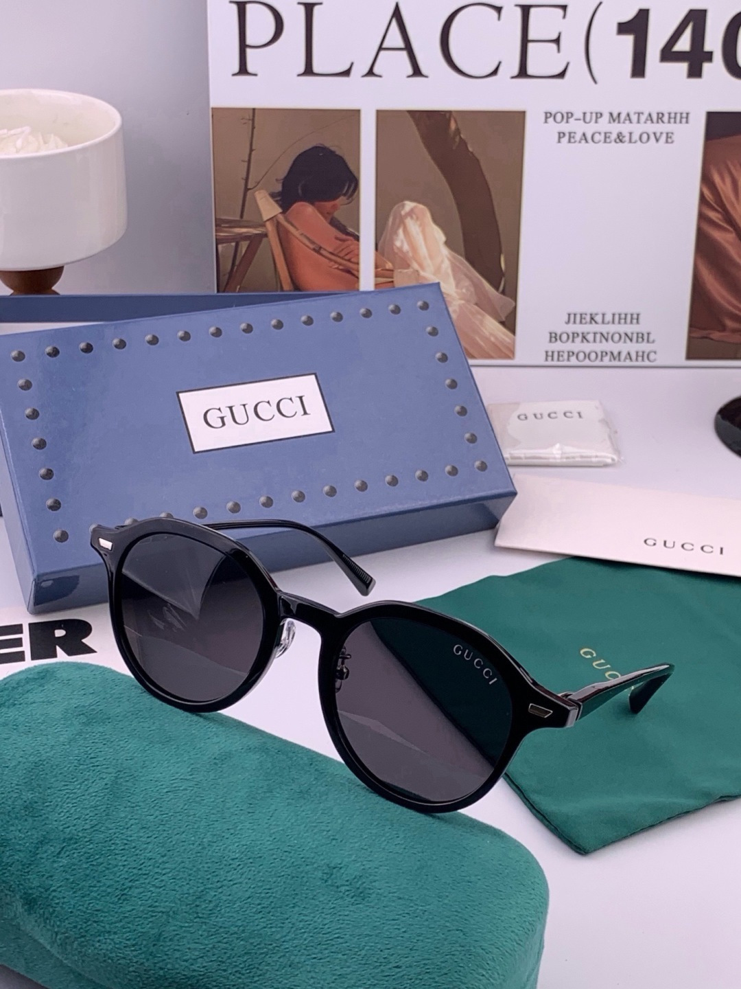 🔺 【GUCCI-偏光太阳镜】开春新款 潮流爆款 时尚小框偏光太阳镜 高品质 佩戴舒适 网红潮款墨镜 女士高清偏光太阳镜
