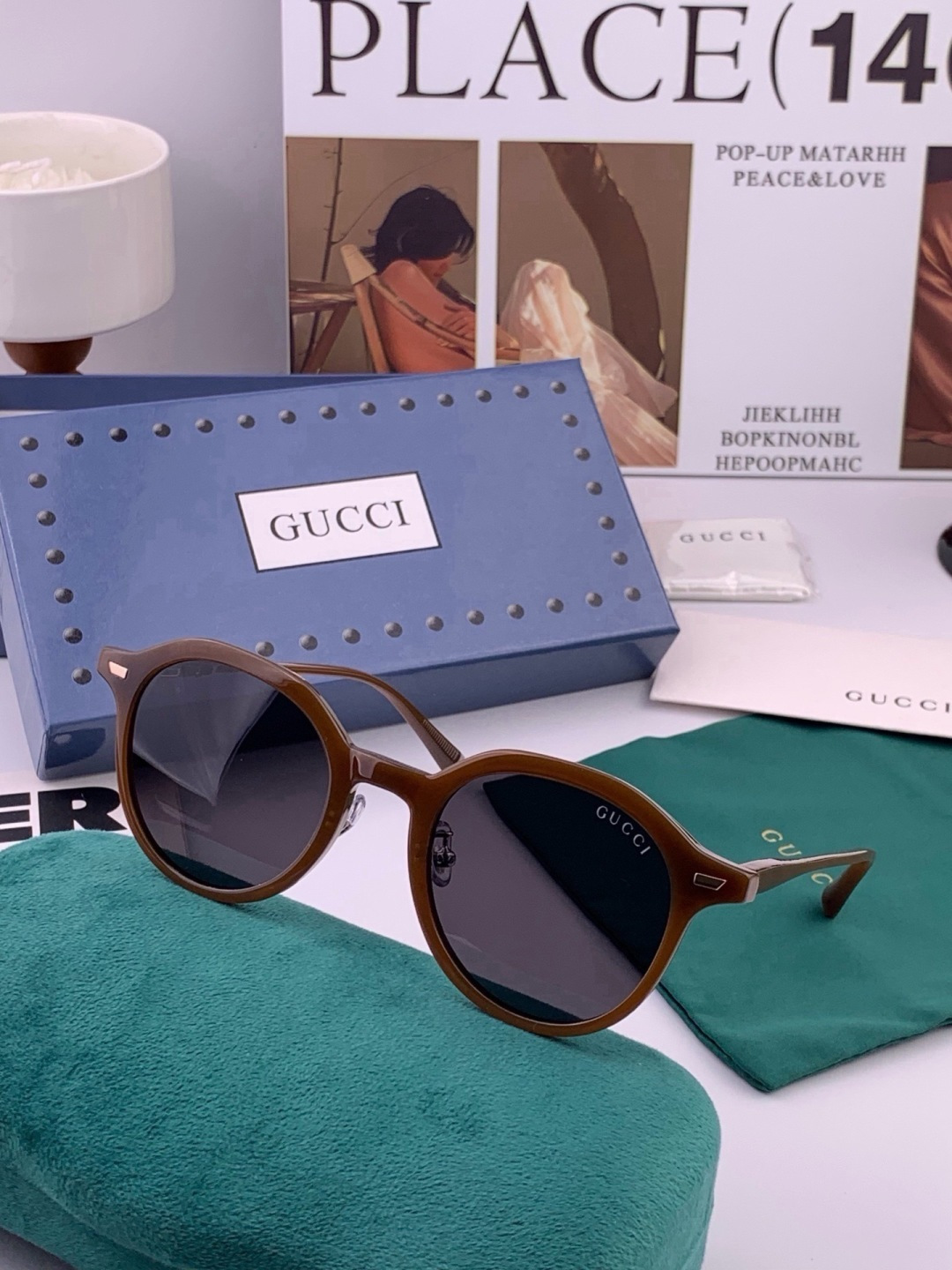 🔺 【GUCCI-偏光太阳镜】开春新款 潮流爆款 时尚小框偏光太阳镜 高品质 佩戴舒适 网红潮款墨镜 女士高清偏光太阳镜