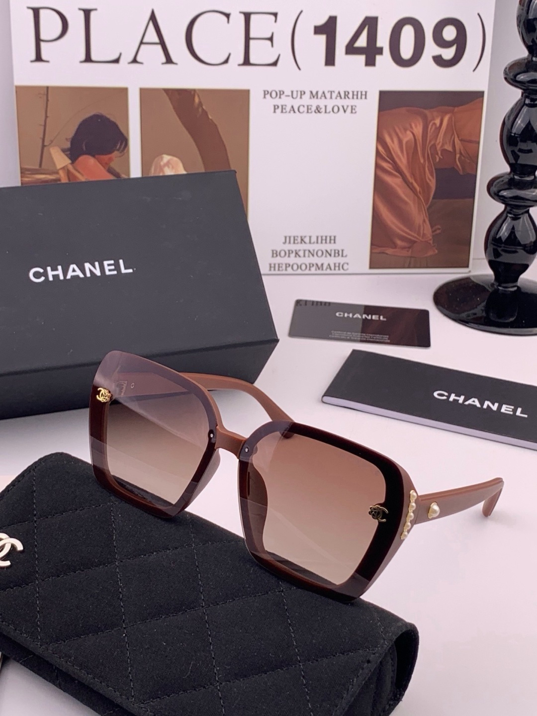 🔺CHANEL🔻官方早春新款，众多明星同款[色]香奈儿‼️‼️新款大框偏光墨镜 ，镜腿LOGO小珍珠🌈🌈宝丽来超清偏光太