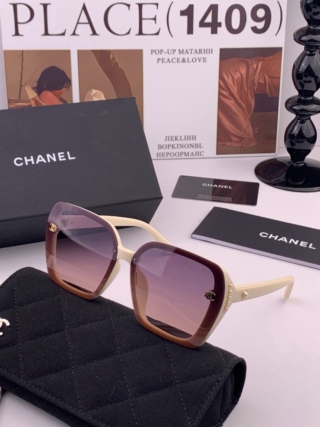 🔺CHANEL🔻官方早春新款，众多明星同款[色]香奈儿‼️‼️新款大框偏光墨镜 ，镜腿LOGO小珍珠🌈🌈宝丽来超清偏光太