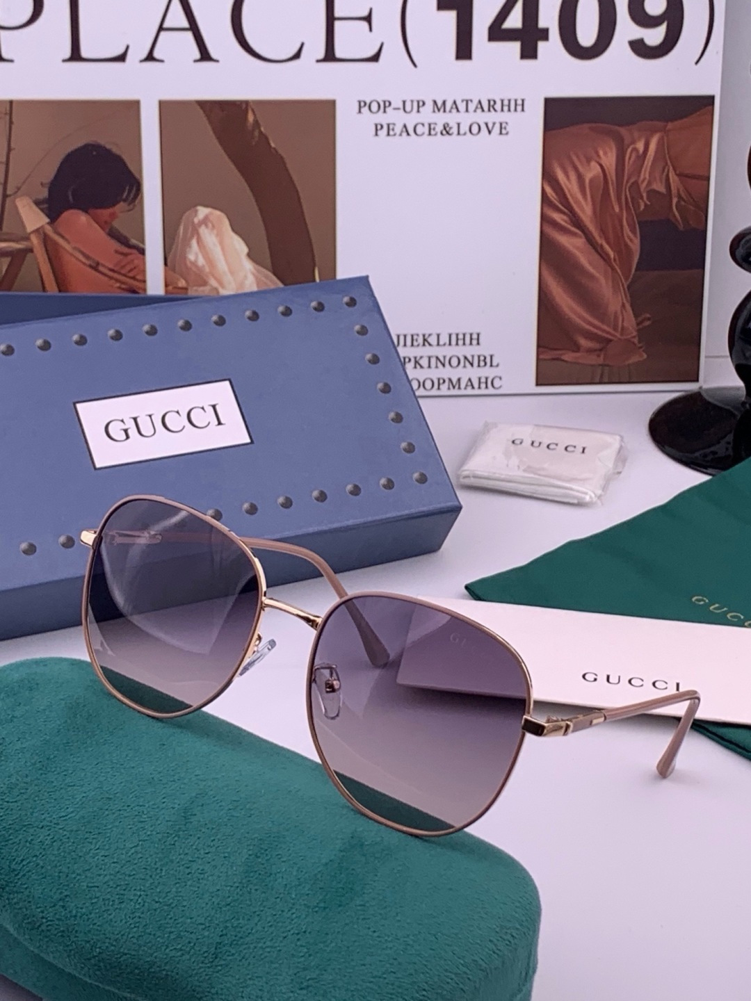 🔺 GUCCI🔻官方新款 众多明星同款[色]‼️‼️新款大框偏光墨镜 🌈🌈宝丽来超清加厚太阳镜🔝🔝型号：G5822