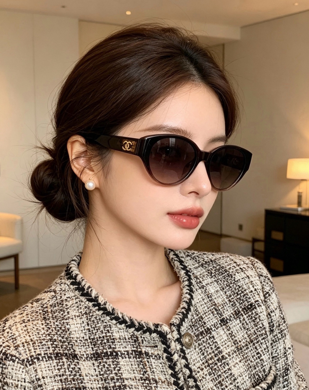 🔺 【香奈儿-尼龙偏光太阳镜】开春新款 潮流爆款 时尚圆框偏光太阳镜 高品质 佩戴舒适 网红潮款墨镜 女士高清尼龙偏光太
