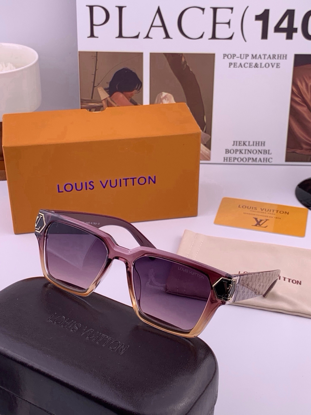 LV 太阳镜潮品官网模特同款 [玫瑰][玫瑰]四叶草🍀精致个性设计简约时尚 高品质值得拥有绝对潮爆整个夏季 新款L123