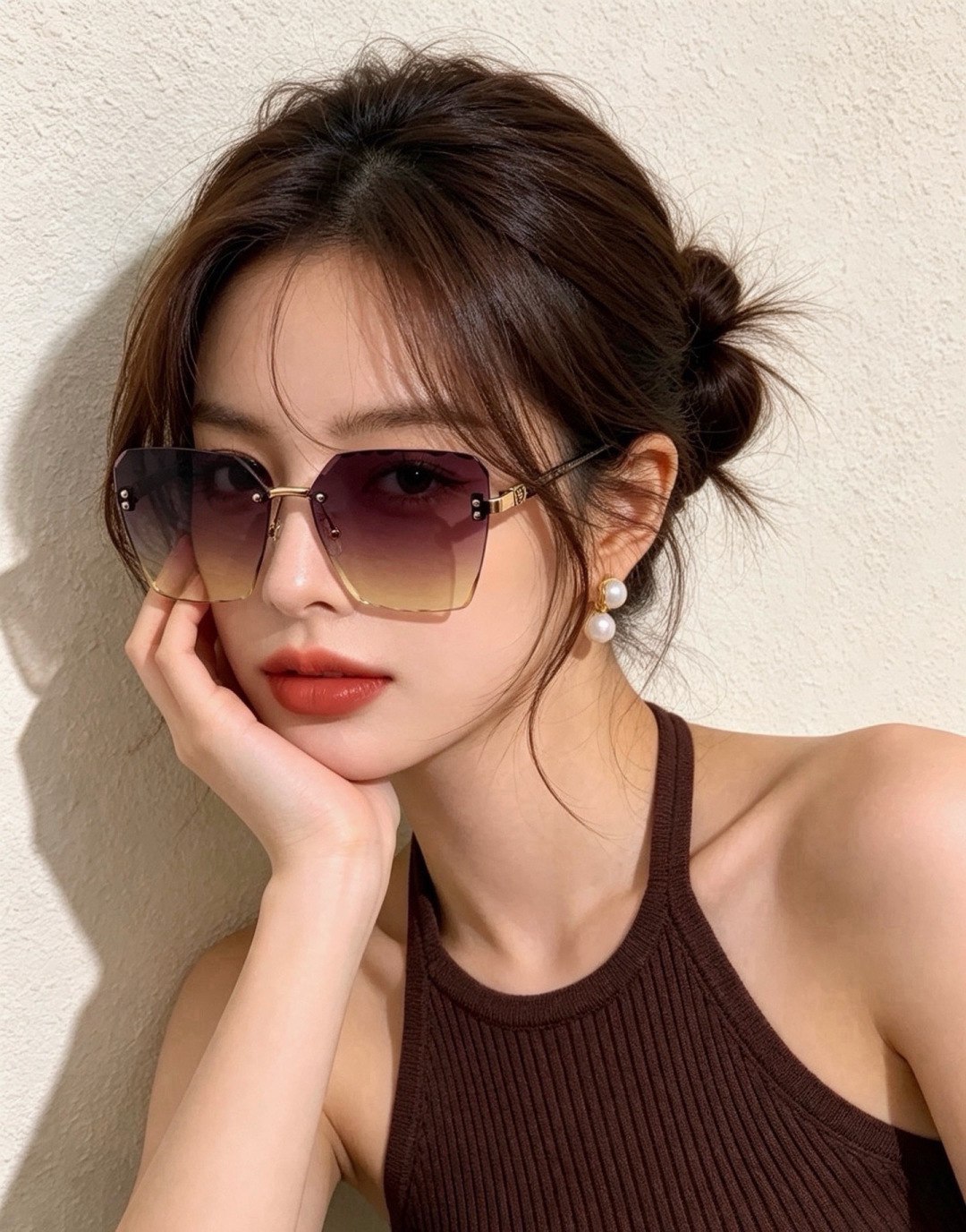 CHANE 香奈儿🌋☔️时尚无框太阳镜镜片 顶级奢侈品[强] 高品质[胜利][亲亲]🍦🍨 [得意] 气质非凡😄 🍫🍪女士