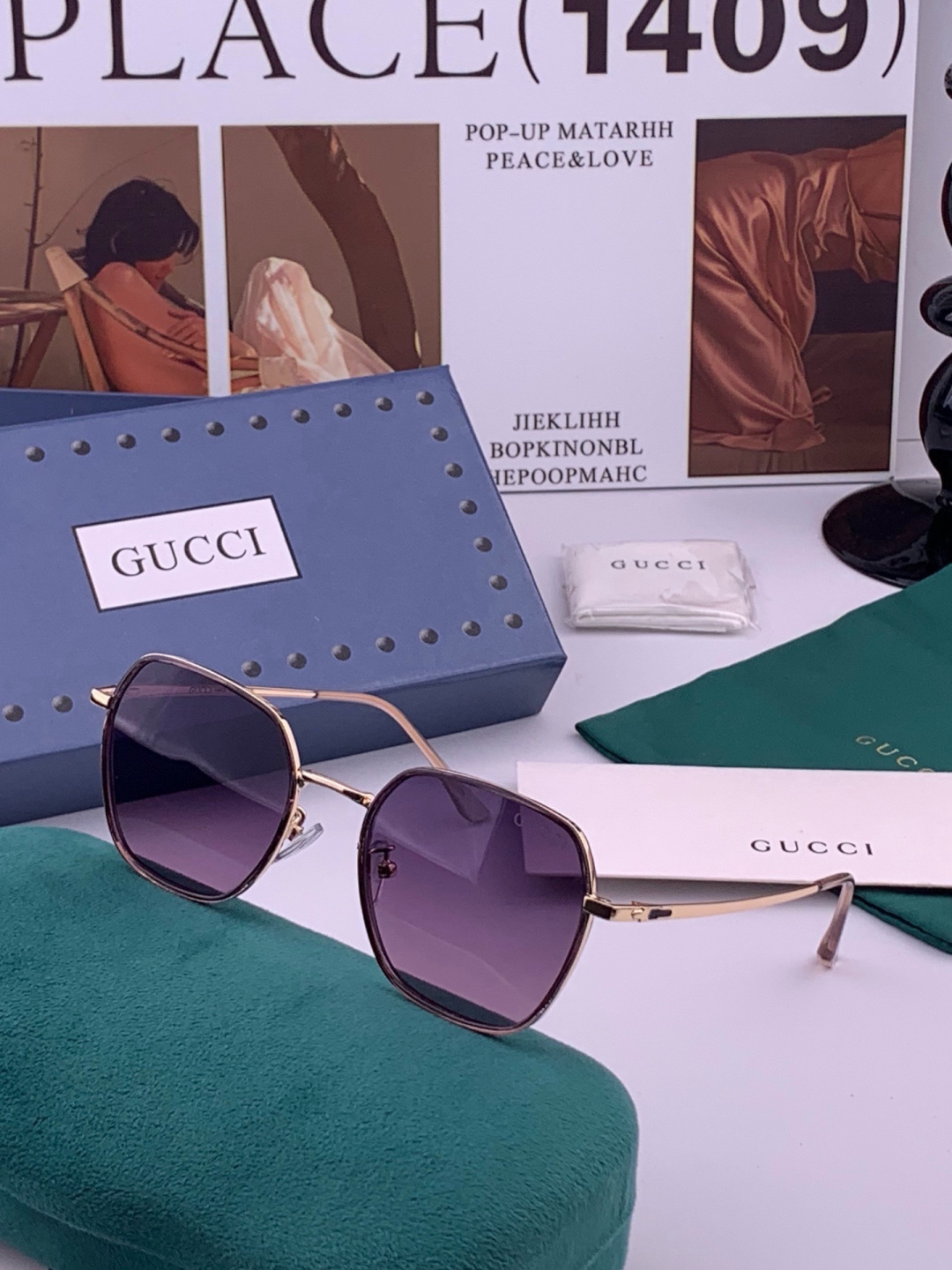 🔺 【GUCCI-偏光太阳镜】开春新款 潮流爆款 时尚圆框偏光太阳镜 高品质 佩戴舒适 网红潮款墨镜 女士高清偏光太阳镜