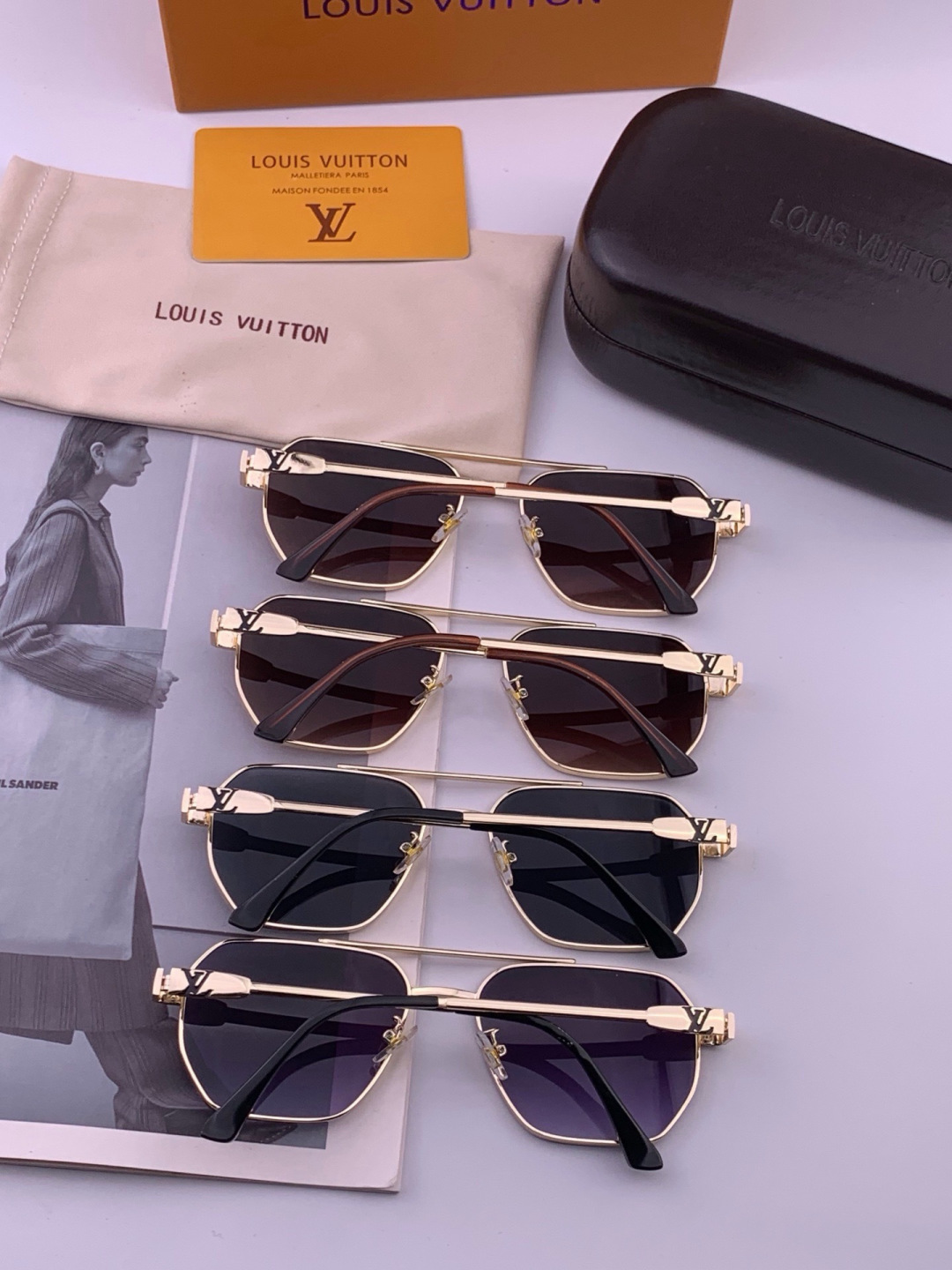 LV🔥高品质男女款”太阳镜🔥 开车钓鱼都可🔥百搭显瘦墨镜韩版男士飞行员大框司机开车防紫外线太阳镜，型号：L5906