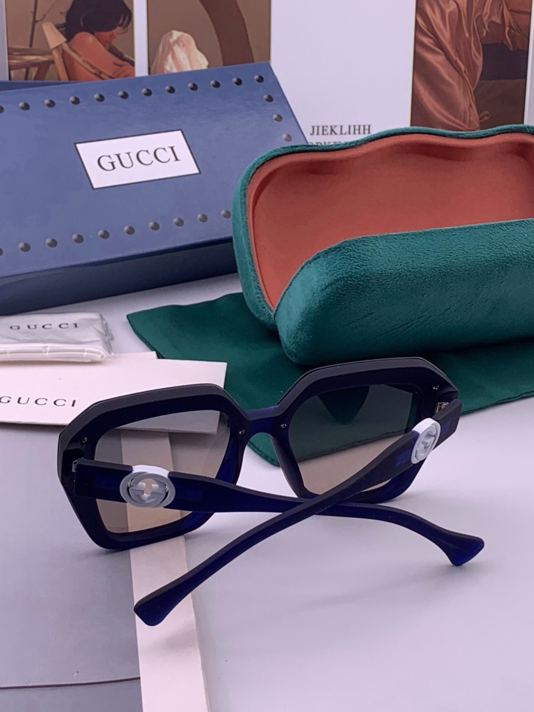 🔺 【GUCCI-偏光太阳镜】开春新款 潮流爆款 时尚方框偏光太阳镜 高品质 佩戴舒适 网红潮款墨镜 女士高清偏光太阳镜