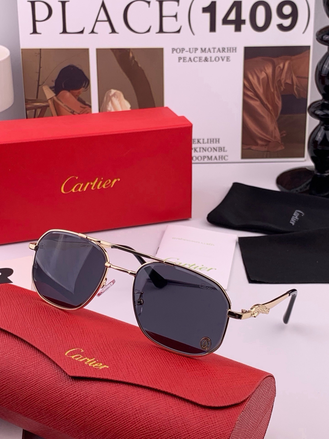 【卡地亚-cartier】 时尚高贵 很美手工🔝🔝高端品质 男女通用太阳眼镜 经典之作  有分量有质感的一款太阳镜  电