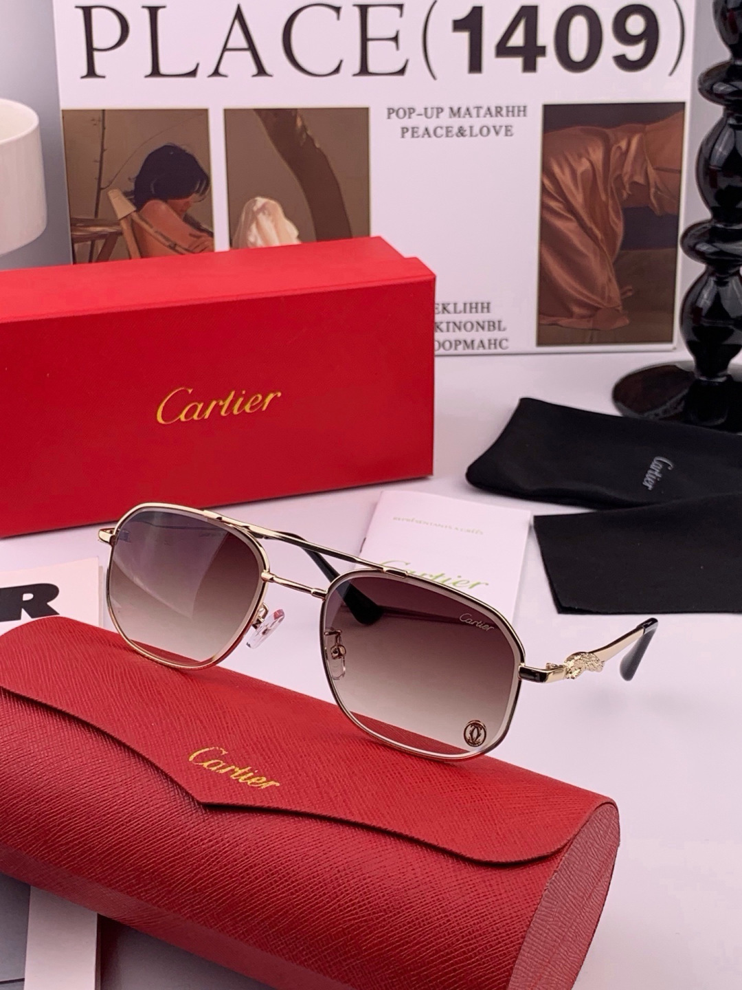 【卡地亚-cartier】 时尚高贵 很美手工🔝🔝高端品质 男女通用太阳眼镜 经典之作  有分量有质感的一款太阳镜  电