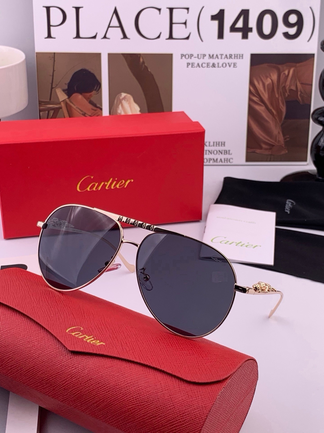 【卡地亚-cartier】 时尚高贵 很美手工🔝🔝高端品质 男女通用太阳眼镜 经典之作  有分量有质感的一款太阳镜  电