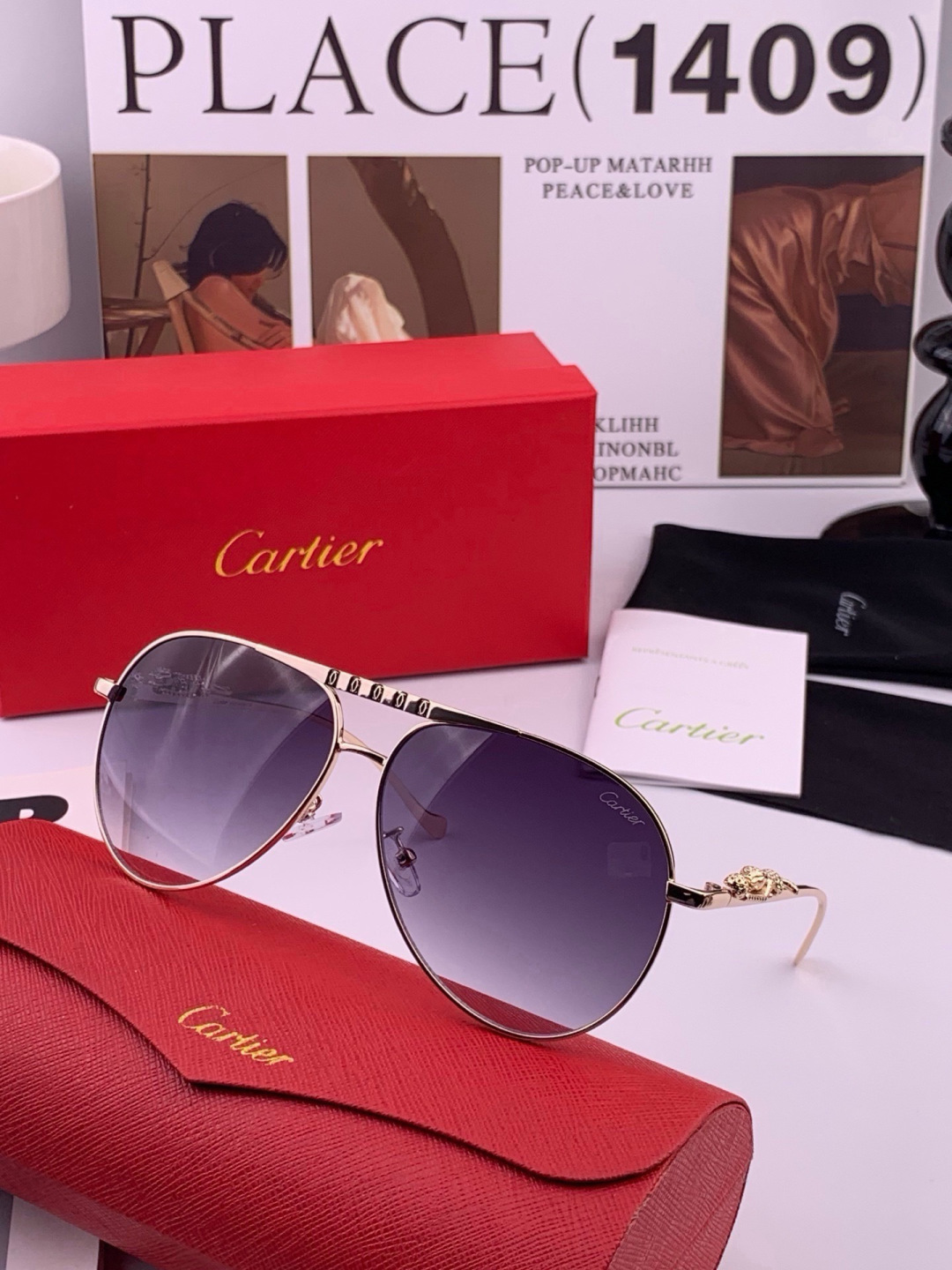 【卡地亚-cartier】 时尚高贵 很美手工🔝🔝高端品质 男女通用太阳眼镜 经典之作  有分量有质感的一款太阳镜  电