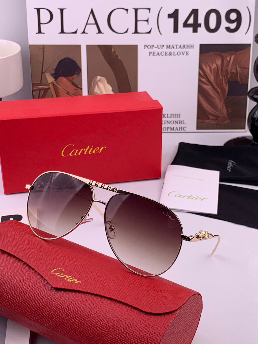 【卡地亚-cartier】 时尚高贵 很美手工🔝🔝高端品质 男女通用太阳眼镜 经典之作  有分量有质感的一款太阳镜  电