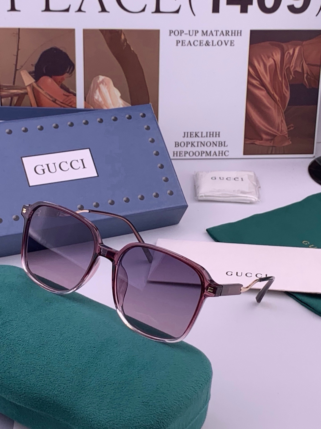 GUCCI 开春新款太阳镜 各路网红纷纷带起气场满分‼️ 俏皮甜美.上脸效果更佳.金属质感超好 型号：G7231