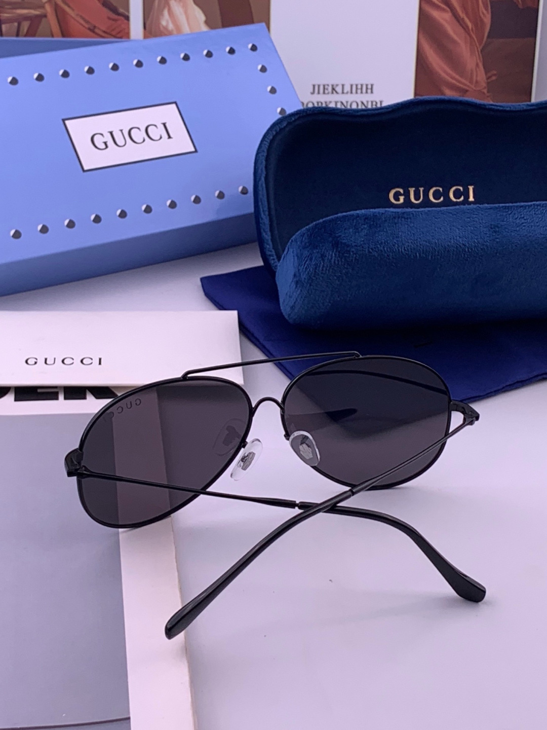 Gucci 🔥  高品质男女款墨镜   👍 进口宝丽来偏光镜片  🔥蛤蟆镜 开车钓鱼都可 🔥百搭显瘦墨镜韩版男士飞行员大