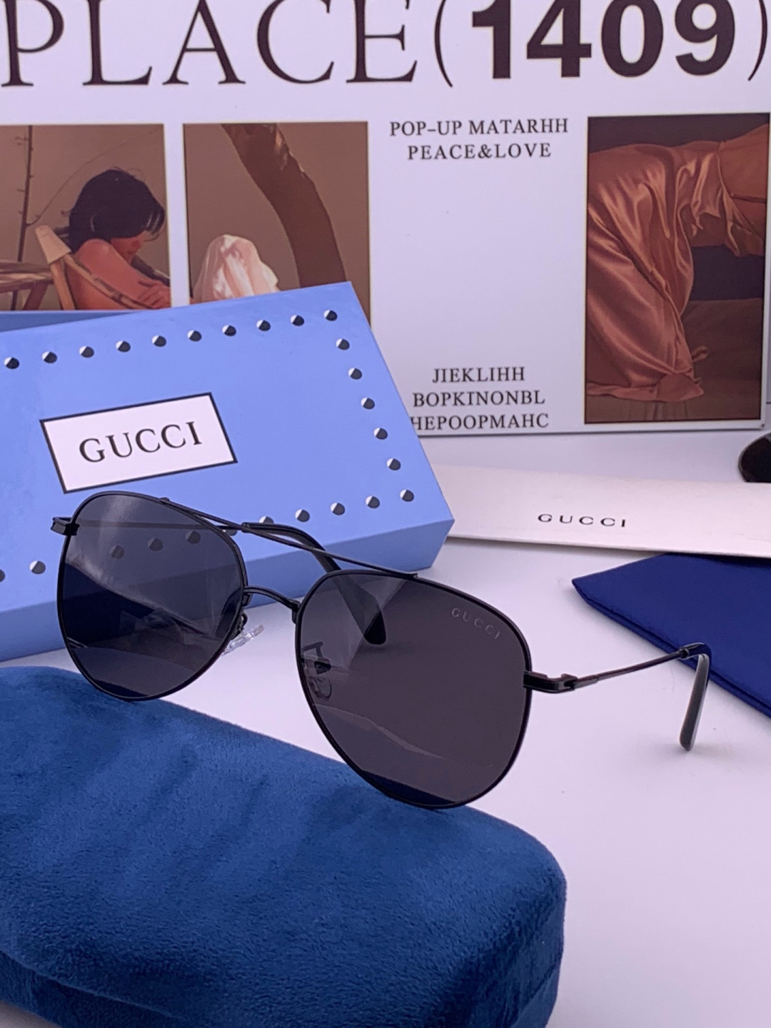 Gucci 🔥  高品质男女款墨镜   👍 进口宝丽来偏光镜片  🔥蛤蟆镜 开车钓鱼都可 🔥百搭显瘦墨镜韩版男士飞行员大