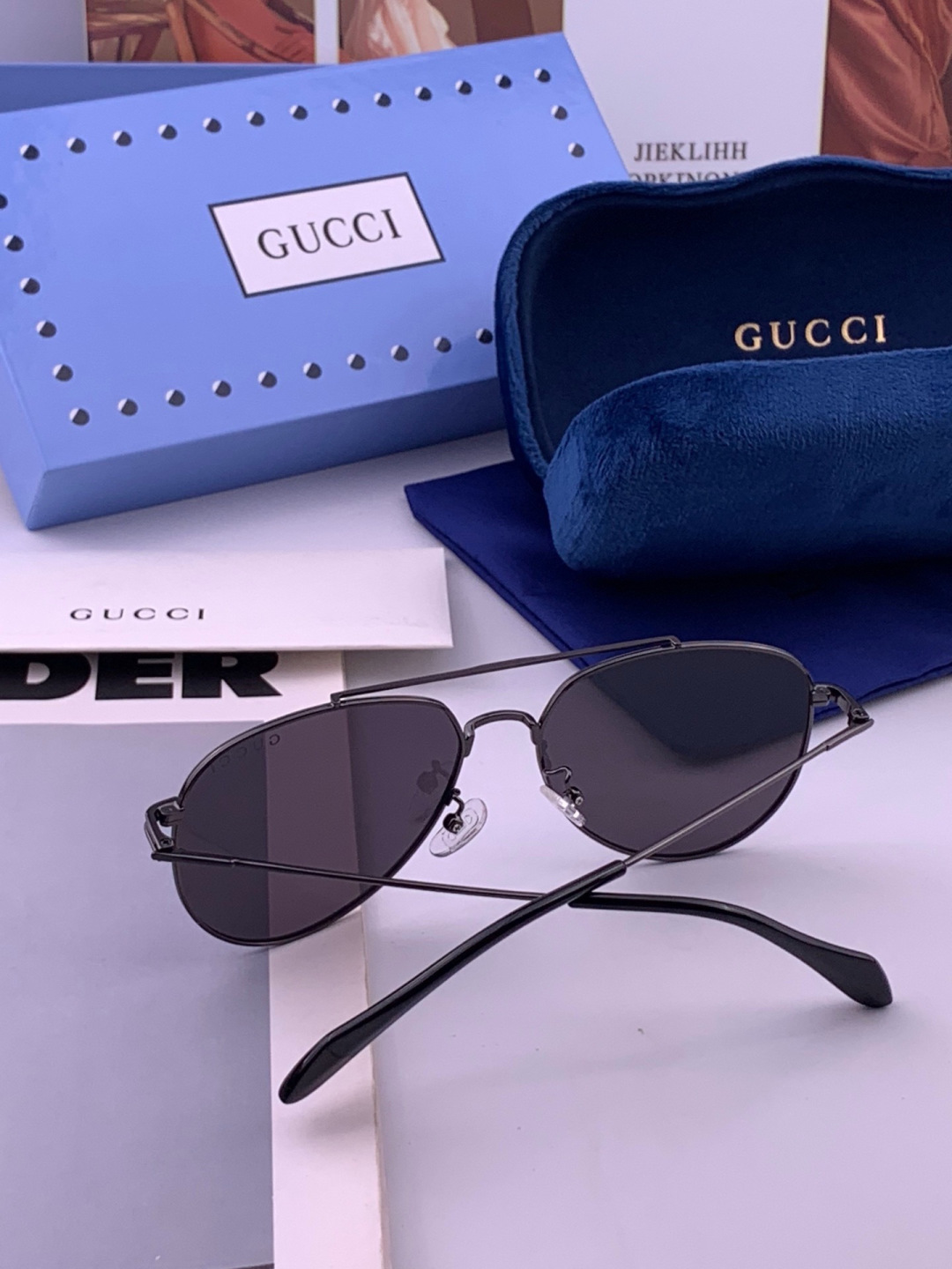 Gucci 🔥  高品质男女款墨镜   👍 进口宝丽来偏光镜片  🔥蛤蟆镜 开车钓鱼都可 🔥百搭显瘦墨镜韩版男士飞行员大