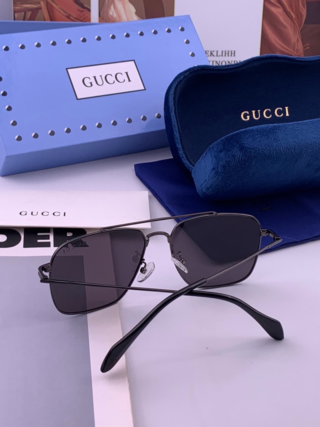 Gucci 🔥  高品质男女款墨镜   👍 进口宝丽来偏光镜片  🔥蛤蟆镜 开车钓鱼都可 🔥百搭显瘦墨镜韩版男士飞行员大