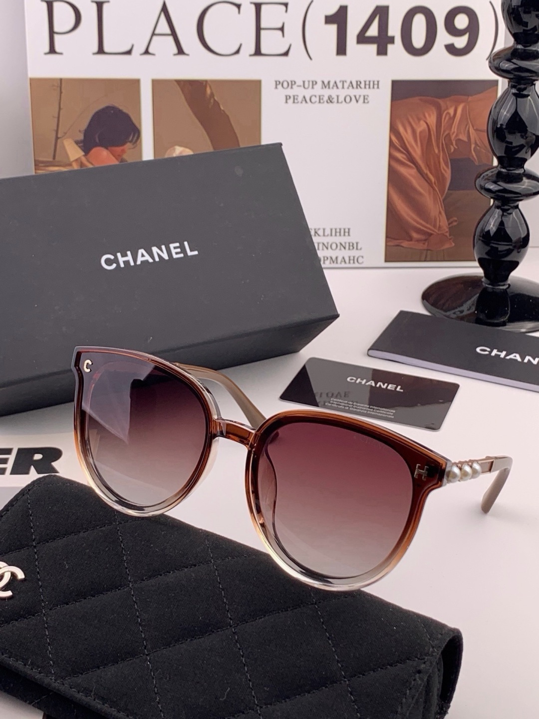 🔺CHANEL🔻官方早春新款，众多明星同款[色]香奈儿‼️‼️新款珍珠大框偏光墨镜 ，🌈🌈宝丽来超清偏光太阳镜🔝🔝型号：
