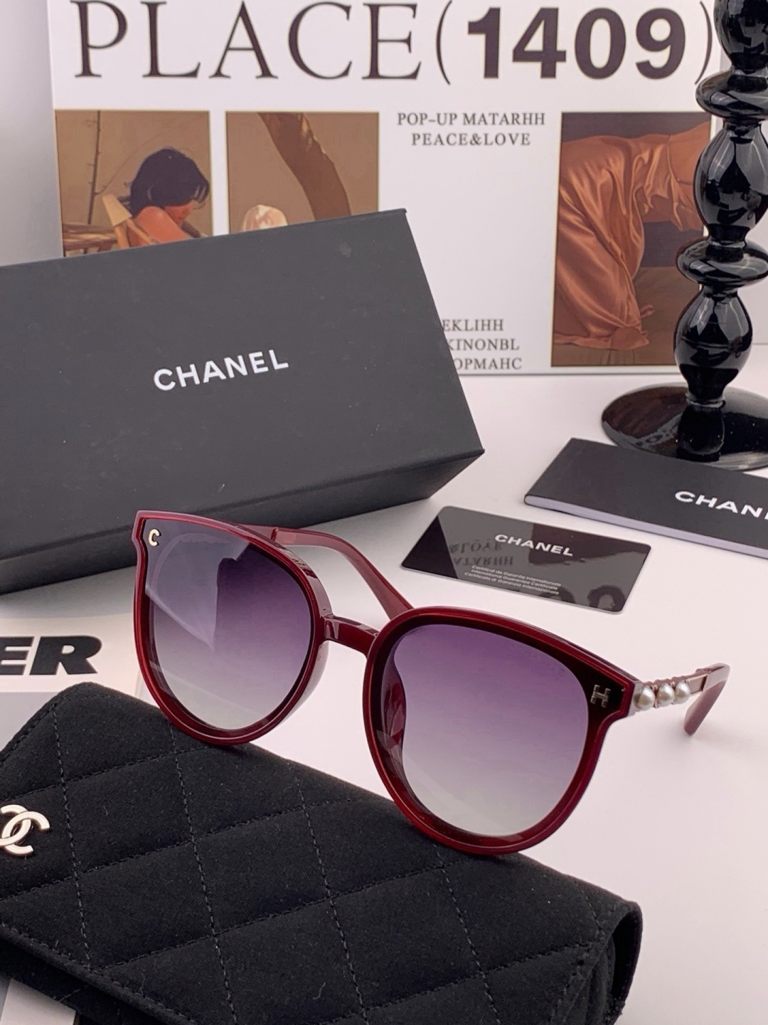 🔺CHANEL🔻官方早春新款，众多明星同款[色]香奈儿‼️‼️新款珍珠大框偏光墨镜 ，🌈🌈宝丽来超清偏光太阳镜🔝🔝型号：