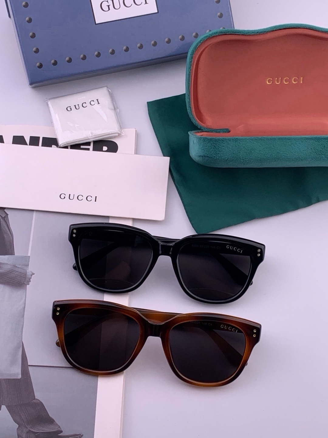 🔺 【GUCCI】开春新款 潮流爆款 时尚方框偏光太阳镜 高品质 佩戴舒适 网红潮款墨镜 女士高清尼龙偏光太阳镜🕶️ 🎉