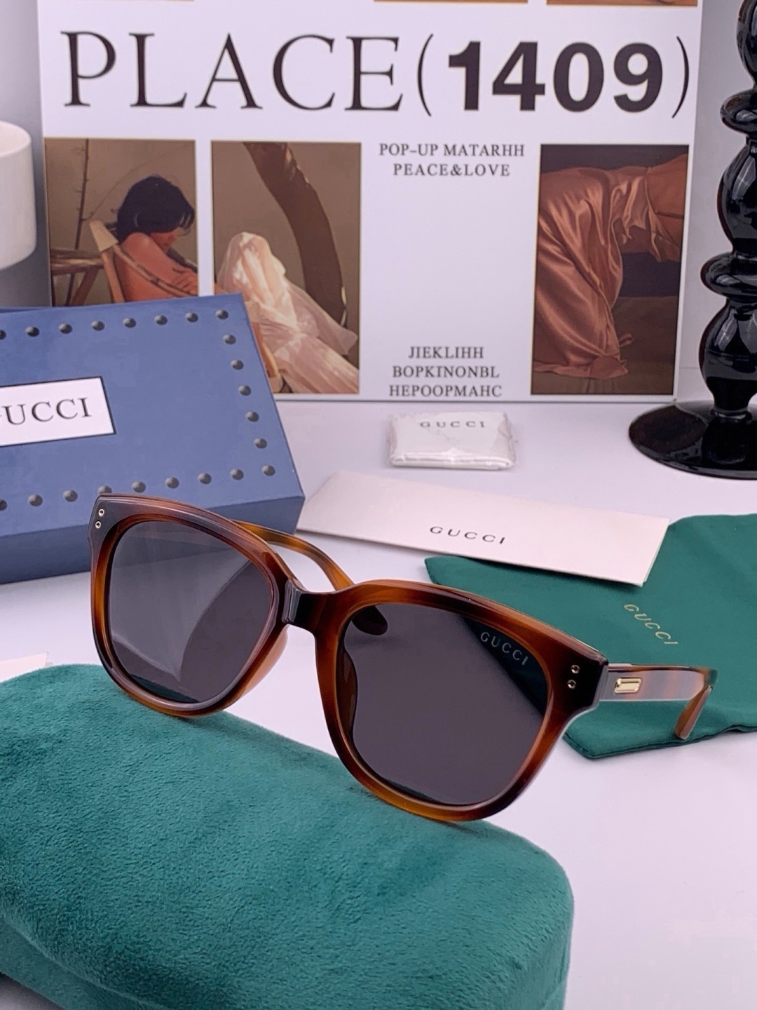 🔺 【GUCCI】开春新款 潮流爆款 时尚方框偏光太阳镜 高品质 佩戴舒适 网红潮款墨镜 女士高清尼龙偏光太阳镜🕶️ 🎉