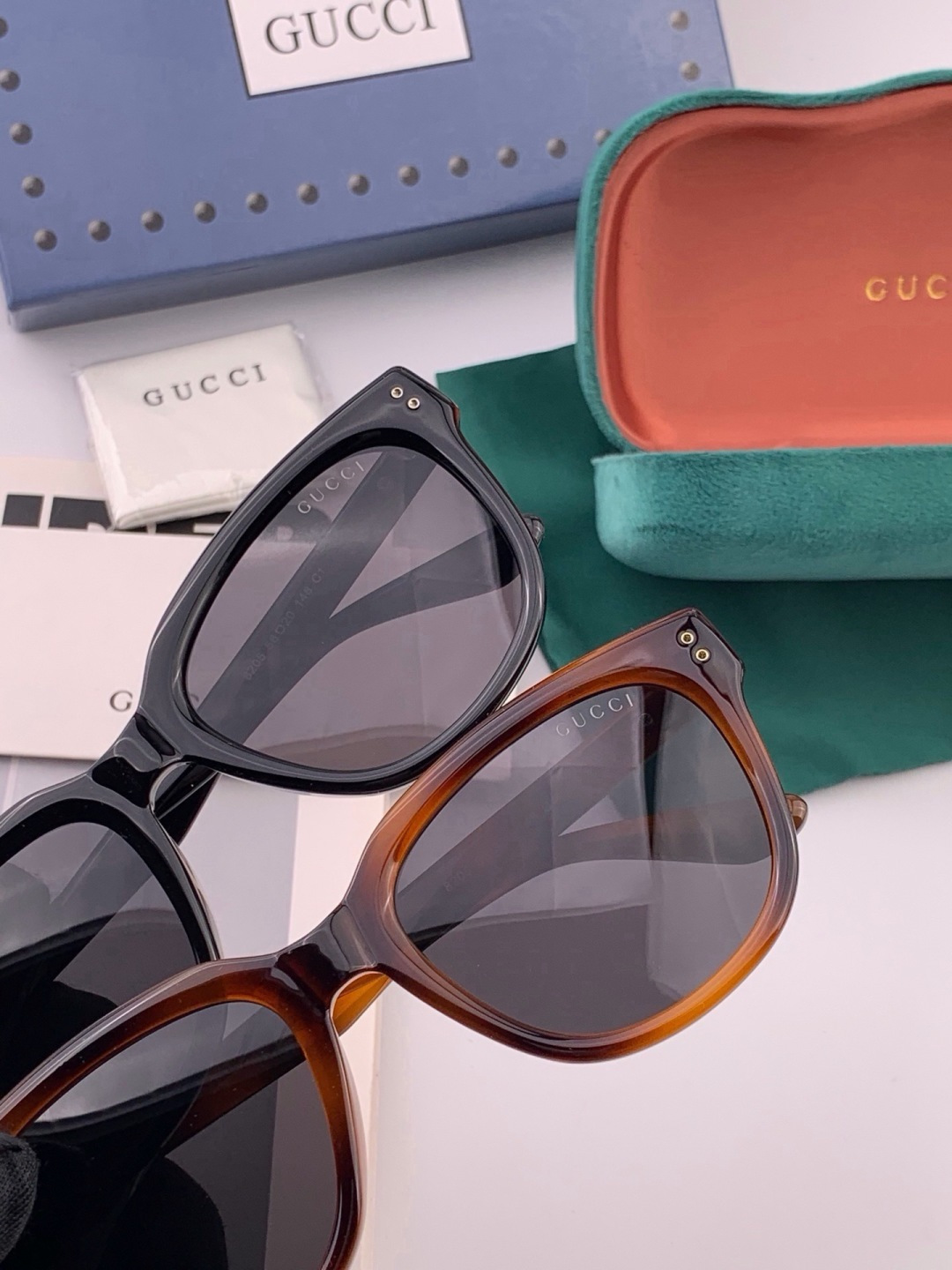 🔺 【GUCCI】开春新款 潮流爆款 时尚方框偏光太阳镜 高品质 佩戴舒适 网红潮款墨镜 女士高清尼龙偏光太阳镜🕶️ 🎉