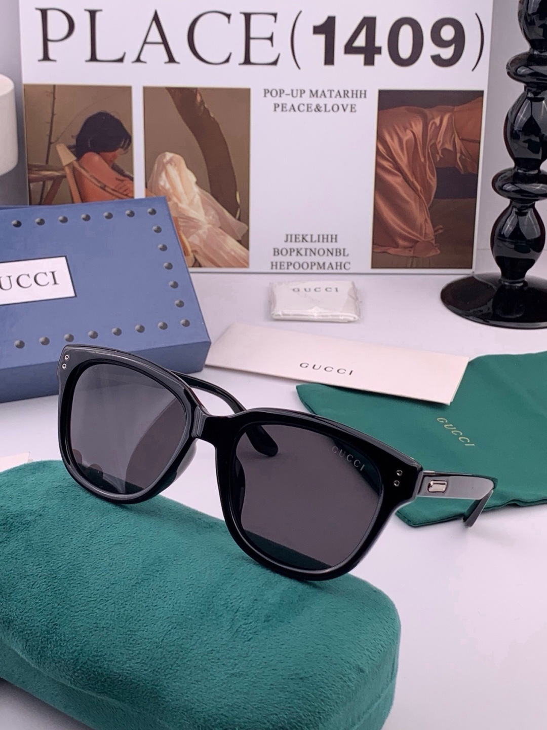 🔺 【GUCCI】开春新款 潮流爆款 时尚方框偏光太阳镜 高品质 佩戴舒适 网红潮款墨镜 女士高清尼龙偏光太阳镜🕶️ 🎉