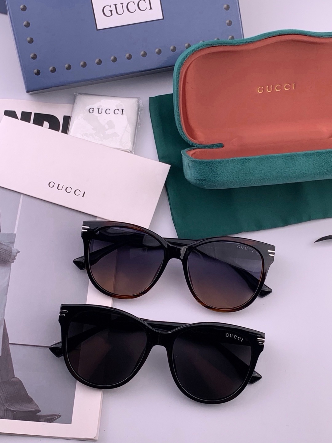 GUCCI  新款偏光太眼镜，情侣款时尚方框太阳镜佩戴舒适网红潮流款墨镜，大气女人范儿，大脸小脸都好看 ！型号：G223