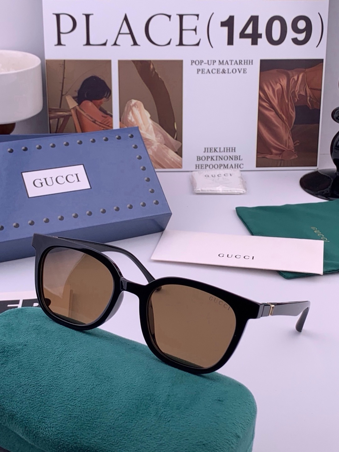 🔺 【GUCCI】开春新款 潮流爆款 时尚方框偏光太阳镜 高品质 佩戴舒适 网红潮款墨镜 女士高清尼龙偏光太阳镜🕶️ 🎉