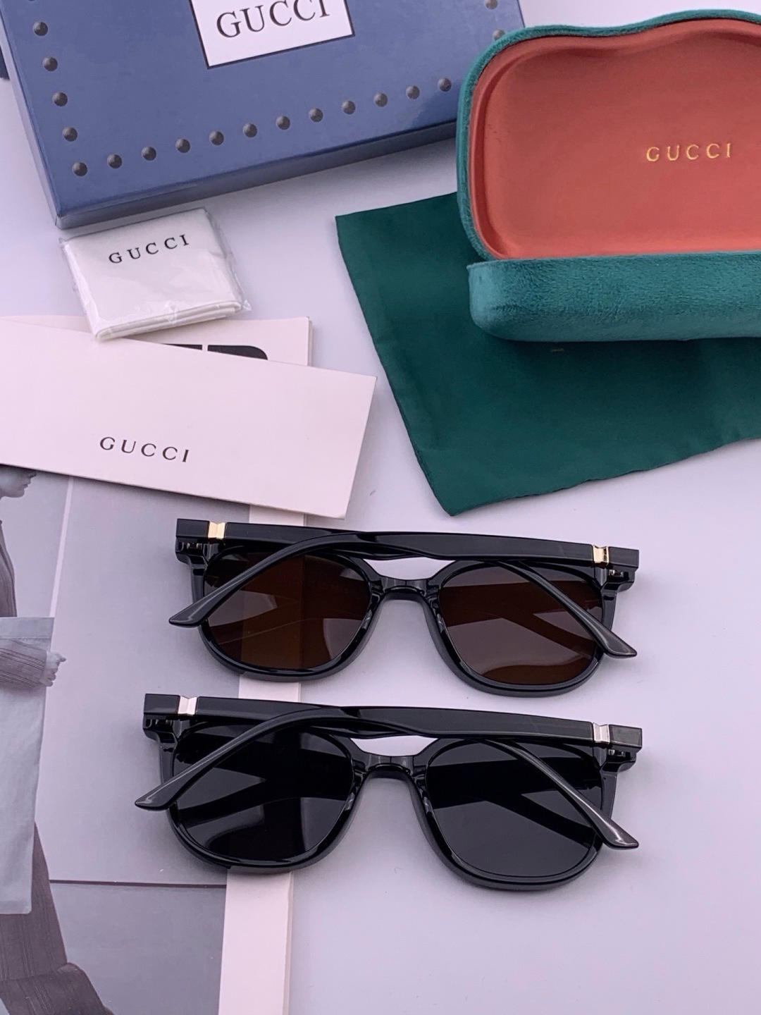 🔺 【GUCCI】开春新款 潮流爆款 时尚方框偏光太阳镜 高品质 佩戴舒适 网红潮款墨镜 女士高清尼龙偏光太阳镜🕶️ 🎉