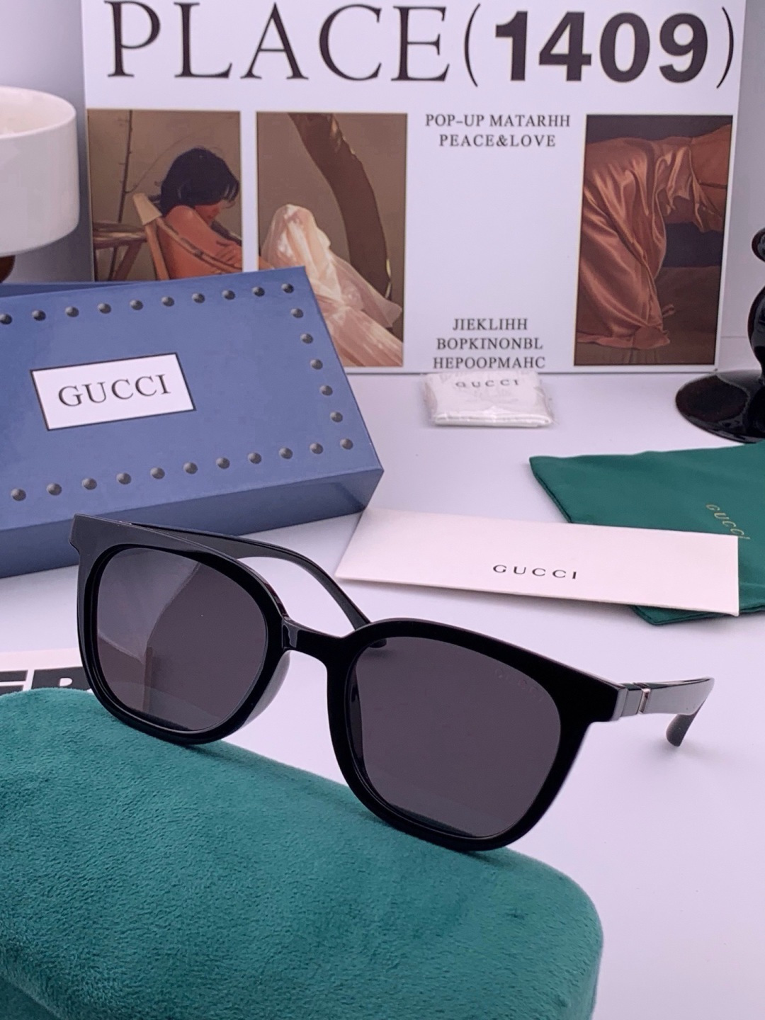🔺 【GUCCI】开春新款 潮流爆款 时尚方框偏光太阳镜 高品质 佩戴舒适 网红潮款墨镜 女士高清尼龙偏光太阳镜🕶️ 🎉