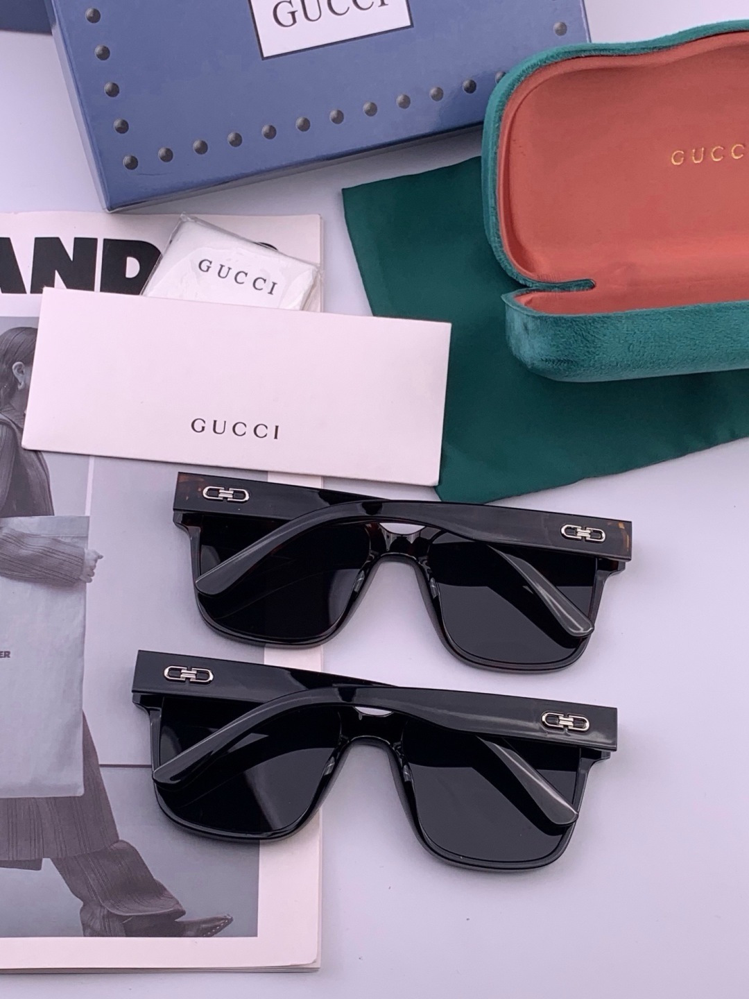 GUCCI  新款偏光太眼镜，情侣款时尚方框太阳镜佩戴舒适网红潮流款墨镜，大气女人范儿，大脸小脸都好看 ！型号：G423
