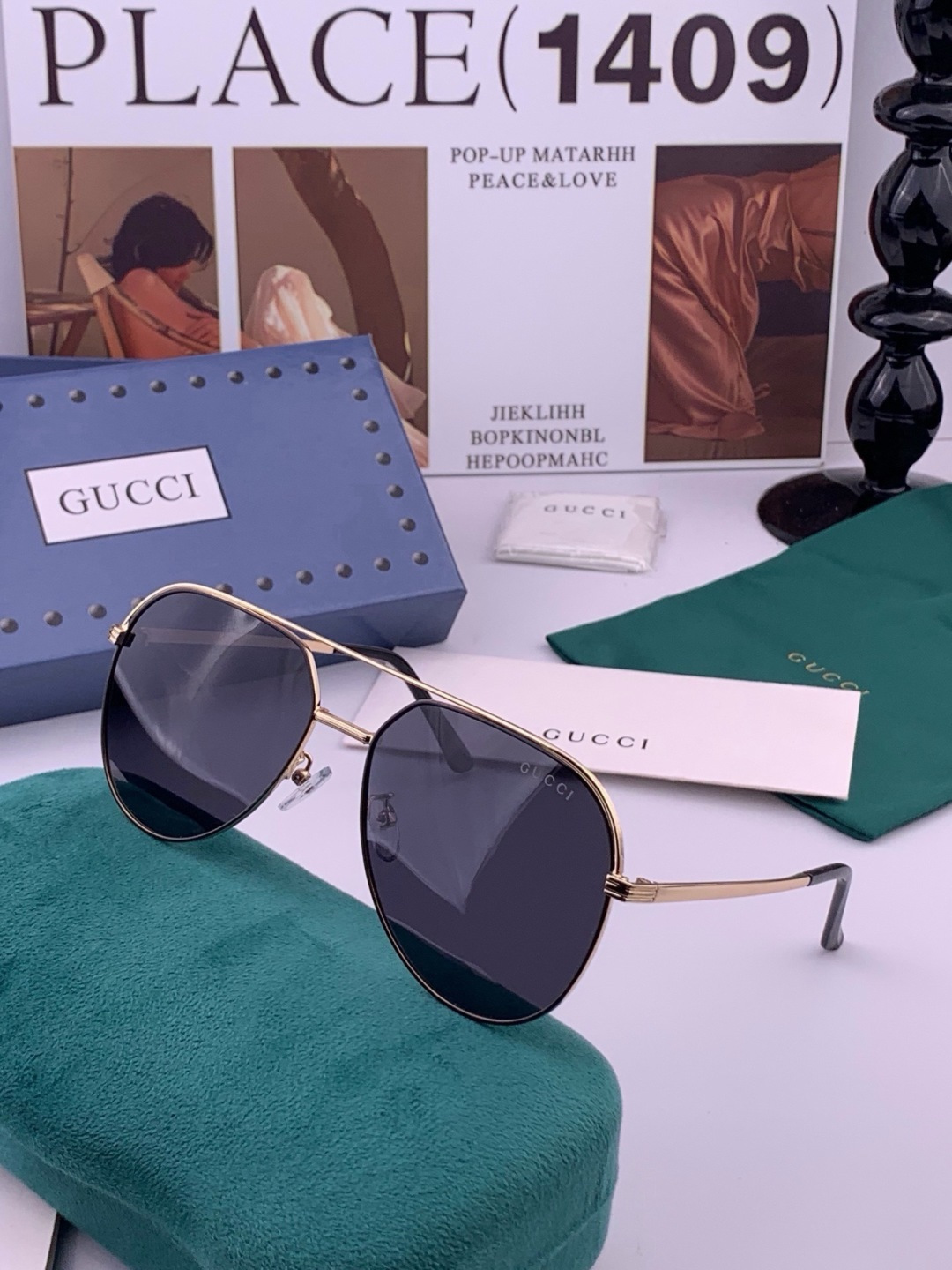 Gucci 🔥  高品质男女款墨镜   👍 进口宝丽来偏光镜片  🔥蛤蟆镜 开车钓鱼都可 🔥百搭显瘦墨镜韩版男士飞行员大