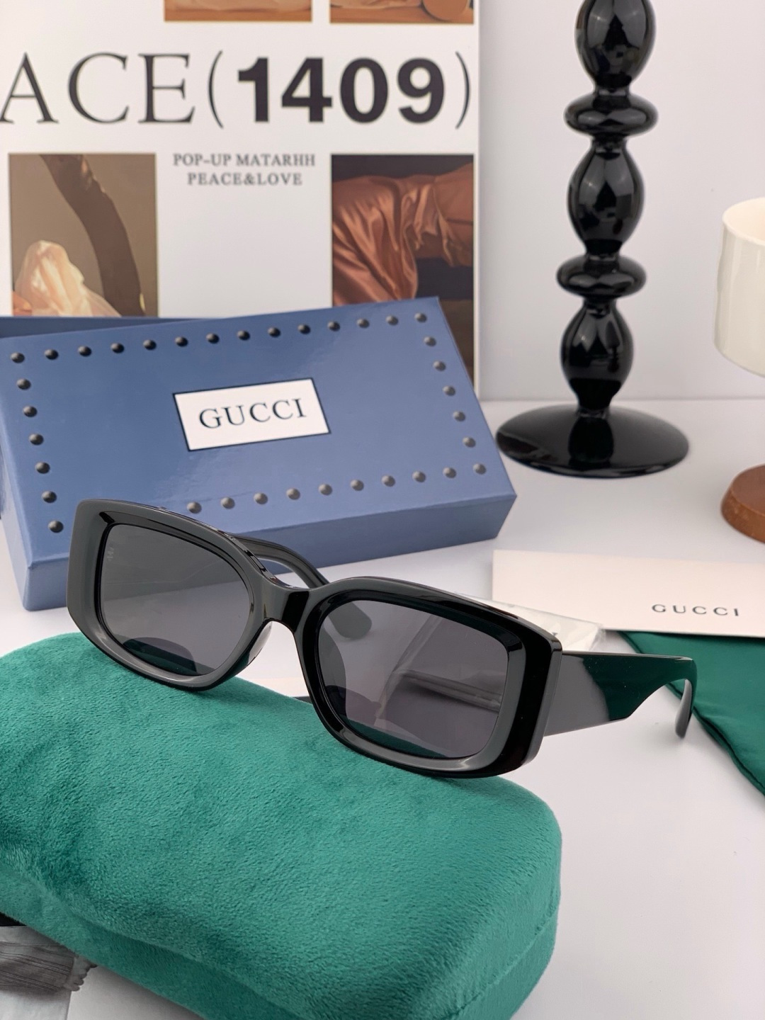 🔺 【GUCCI】开春新款 潮流爆款 时尚方框偏光太阳镜 高品质 佩戴舒适 网红潮款墨镜 女士高清尼龙偏光太阳镜🕶️ 🎉