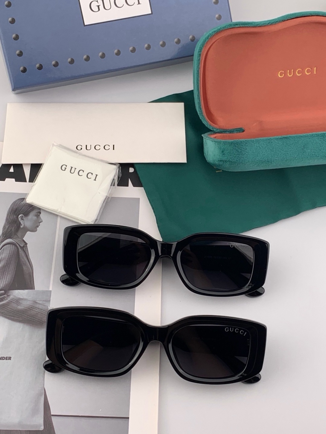 🔺 【GUCCI】开春新款 潮流爆款 时尚方框偏光太阳镜 高品质 佩戴舒适 网红潮款墨镜 女士高清尼龙偏光太阳镜🕶️ 🎉