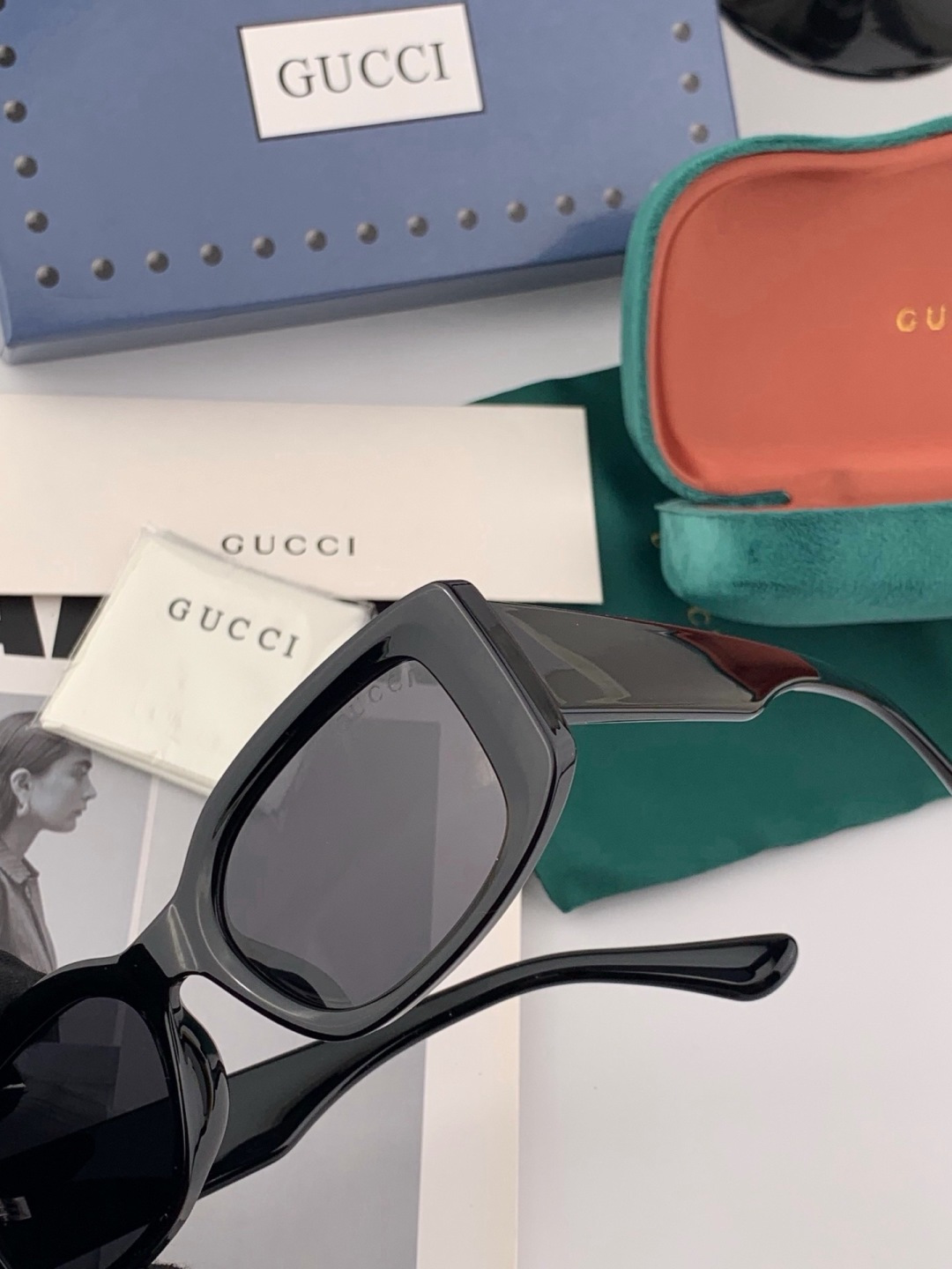 🔺 【GUCCI】开春新款 潮流爆款 时尚方框偏光太阳镜 高品质 佩戴舒适 网红潮款墨镜 女士高清尼龙偏光太阳镜🕶️ 🎉