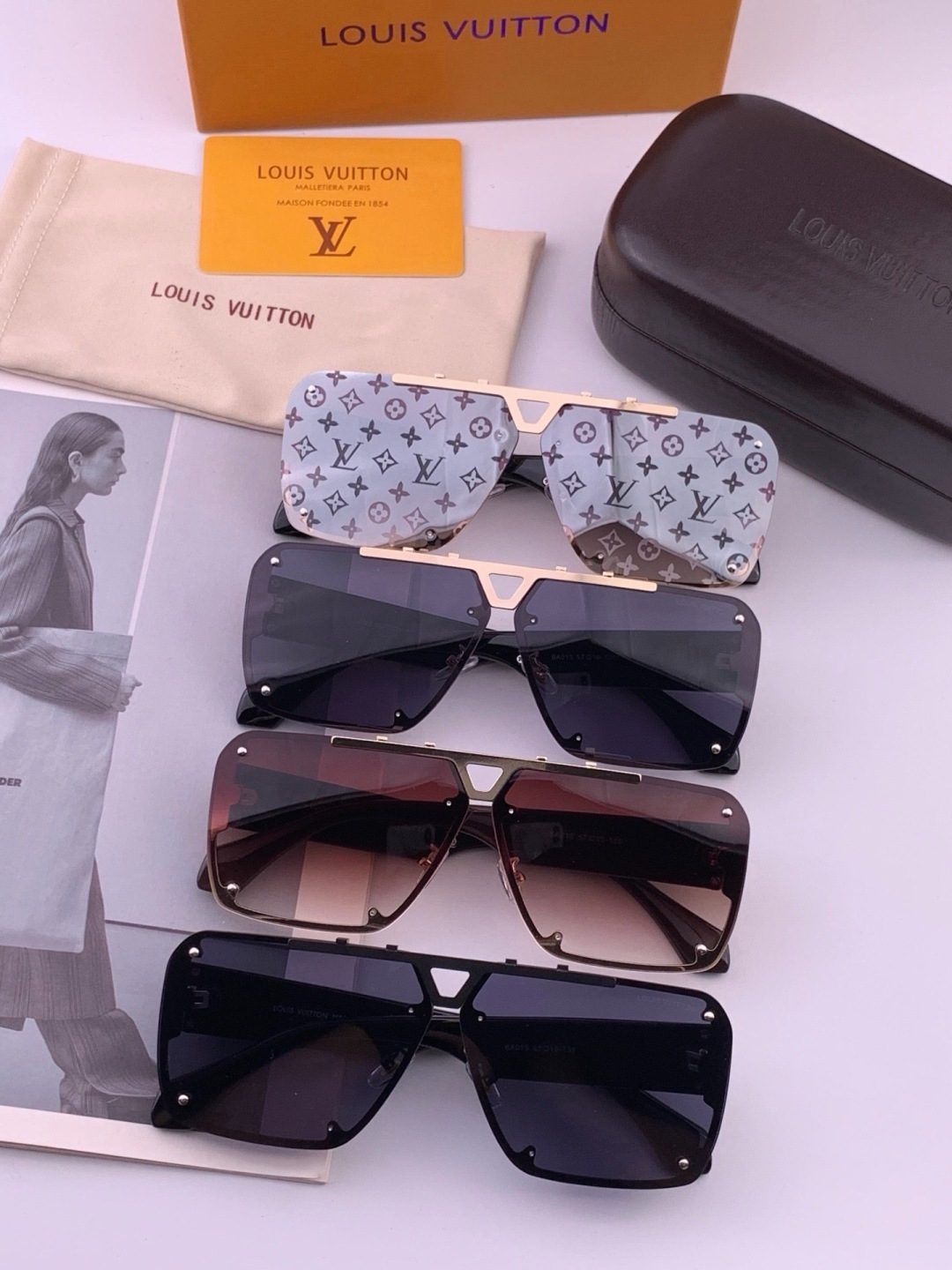 LV🔥高品质男女款”太阳镜🔥 开车钓鱼都可🔥百搭显瘦墨镜韩版男士飞行员大框司机开车防紫外线太阳镜，型号：L501