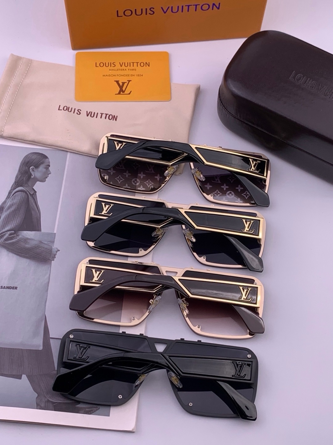 LV🔥高品质男女款”太阳镜🔥 开车钓鱼都可🔥百搭显瘦墨镜韩版男士飞行员大框司机开车防紫外线太阳镜，型号：L501