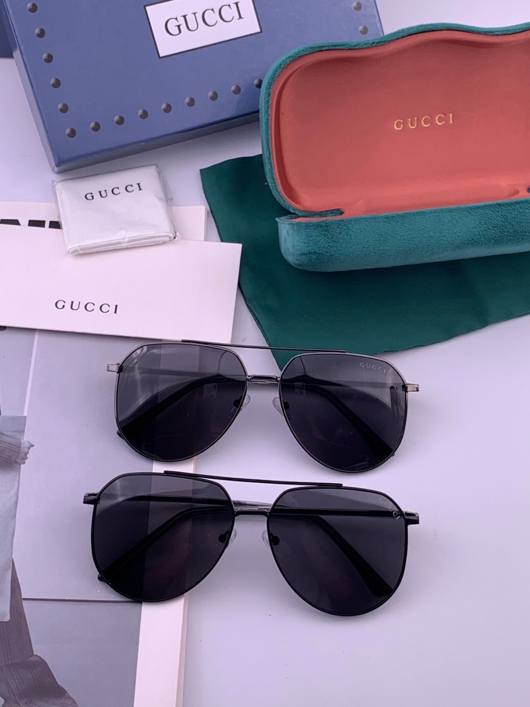 Gucci 🔥  高品质男女款墨镜   👍 进口宝丽来偏光镜片  🔥蛤蟆镜 开车钓鱼都可 🔥百搭显瘦墨镜韩版男士飞行员大