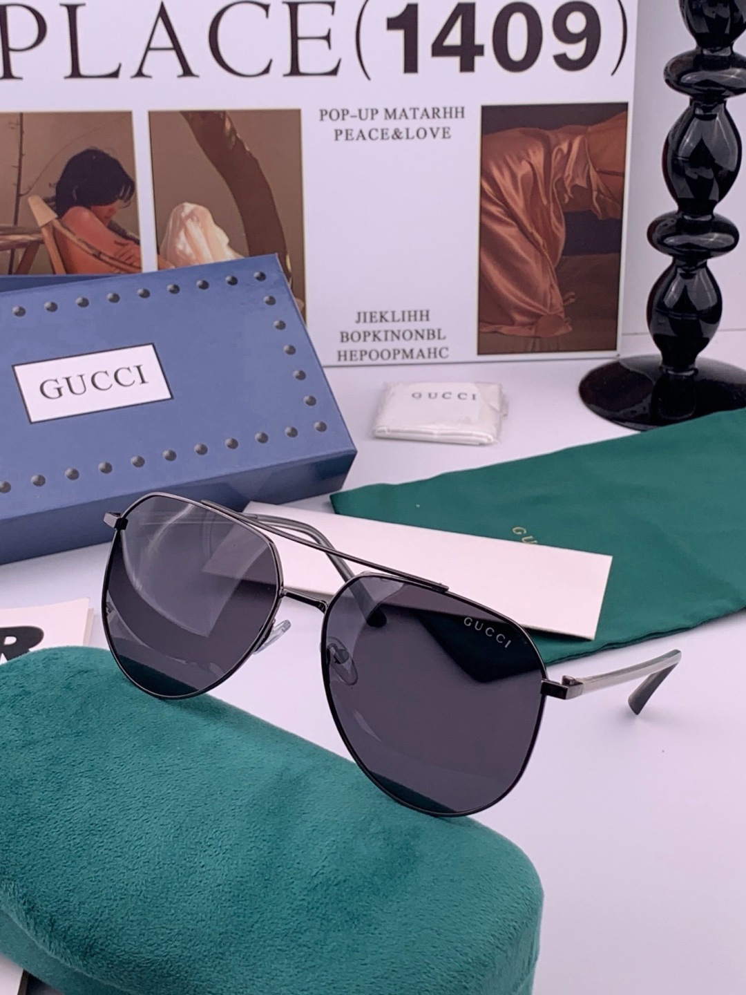 Gucci 🔥  高品质男女款墨镜   👍 进口宝丽来偏光镜片  🔥蛤蟆镜 开车钓鱼都可 🔥百搭显瘦墨镜韩版男士飞行员大