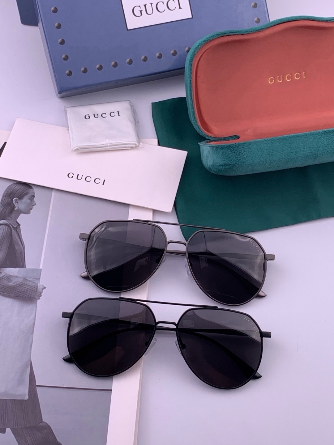 Gucci 🔥  高品质男女款墨镜   👍 进口宝丽来偏光镜片  🔥蛤蟆镜 开车钓鱼都可 🔥百搭显瘦墨镜韩版男士飞行员大