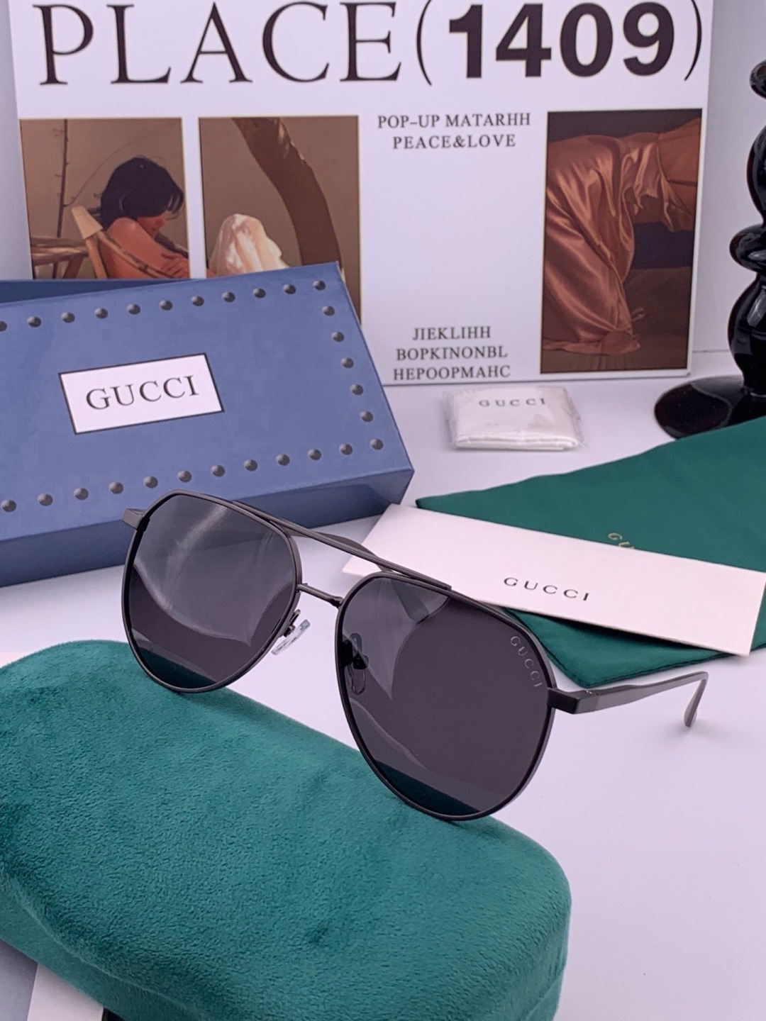Gucci 🔥  高品质男女款墨镜   👍 进口宝丽来偏光镜片  🔥蛤蟆镜 开车钓鱼都可 🔥百搭显瘦墨镜韩版男士飞行员大