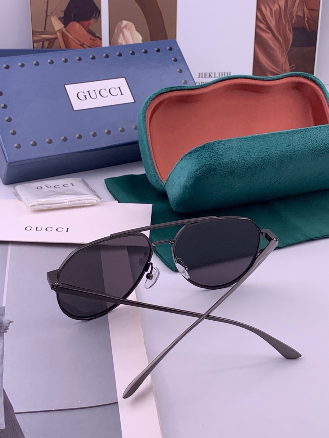Gucci 🔥  高品质男女款墨镜   👍 进口宝丽来偏光镜片  🔥蛤蟆镜 开车钓鱼都可 🔥百搭显瘦墨镜韩版男士飞行员大