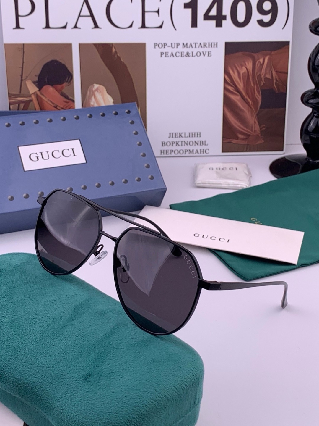 Gucci 🔥  高品质男女款墨镜   👍 进口宝丽来偏光镜片  🔥蛤蟆镜 开车钓鱼都可 🔥百搭显瘦墨镜韩版男士飞行员大