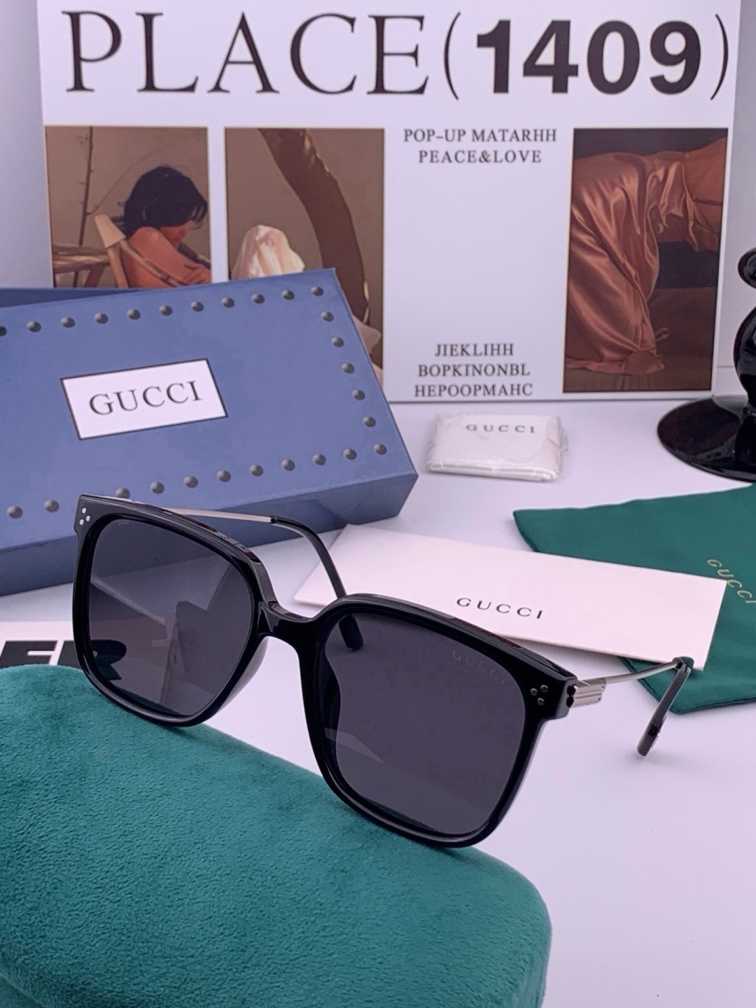 🔺 【GUCCI】开春新款 潮流爆款 时尚方框偏光太阳镜 高品质 佩戴舒适 网红潮款墨镜 女士高清尼龙偏光太阳镜🕶️ 🎉