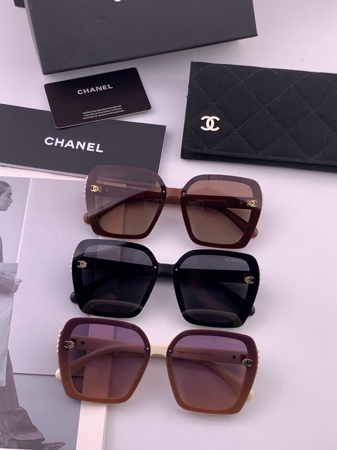 🔺CHANEL🔻官方早春新款，众多明星同款[色]香奈儿‼️‼️新款大框偏光墨镜 ，镜腿LOGO小珍珠🌈🌈宝丽来超清偏光太