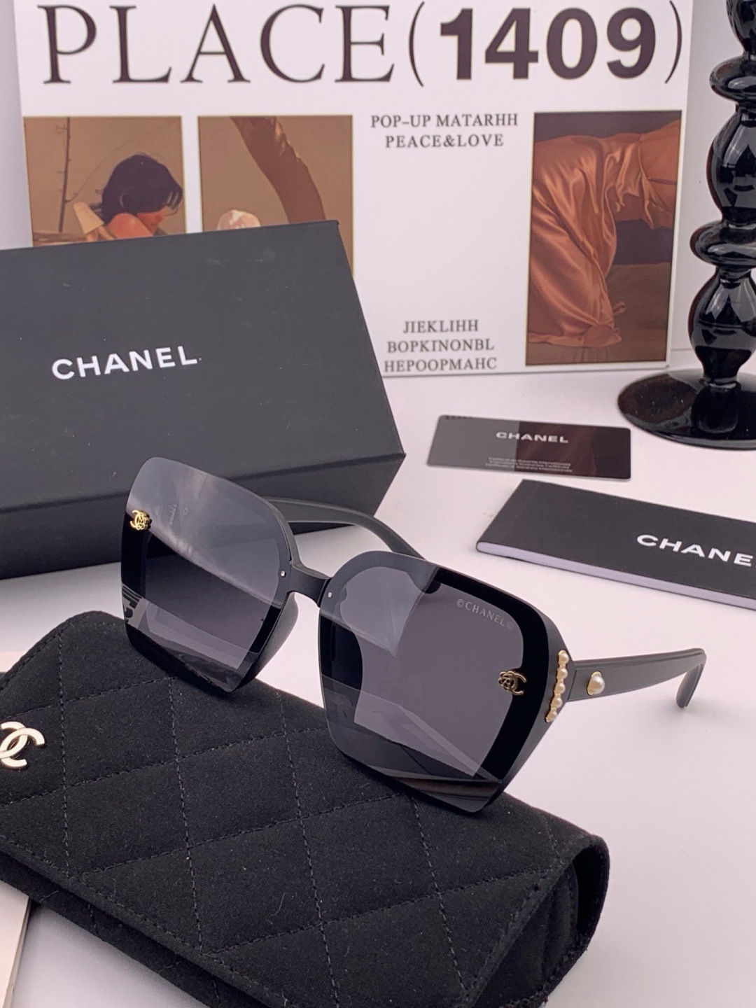 🔺CHANEL🔻官方早春新款，众多明星同款[色]香奈儿‼️‼️新款大框偏光墨镜 ，镜腿LOGO小珍珠🌈🌈宝丽来超清偏光太