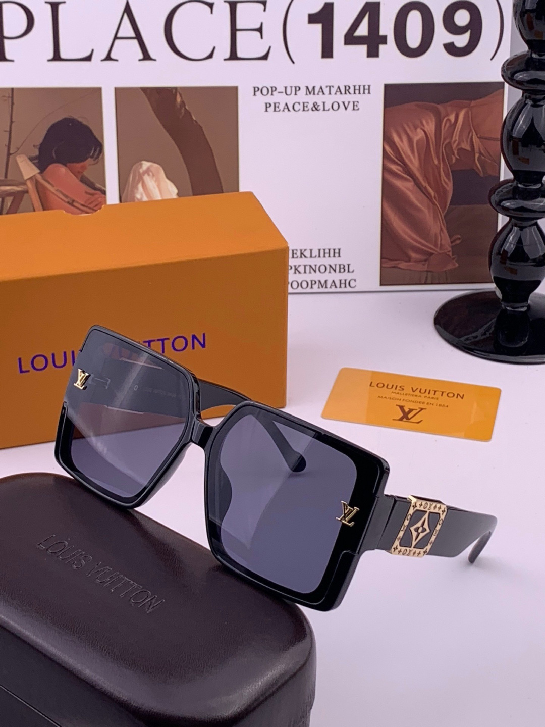 LV 开春新款  潮流爆款 时尚方框太阳镜 高品质 佩戴舒适 网红潮款墨镜 型号 L97003