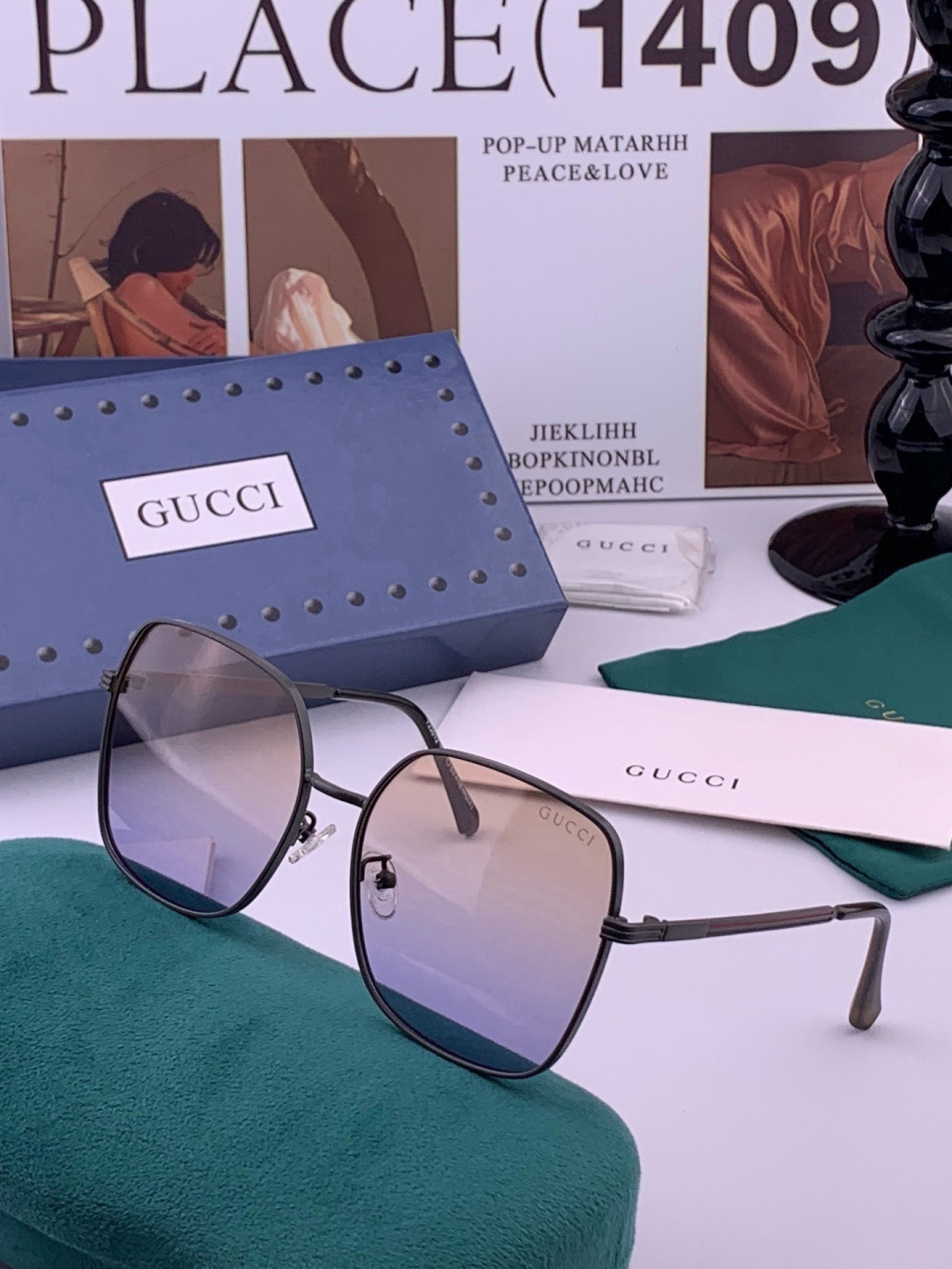 GUCCI 开春新款太阳镜 各路网红纷纷带起气场满分‼️ 俏皮甜美.上脸效果更佳.金属质感超好 型号：G22201